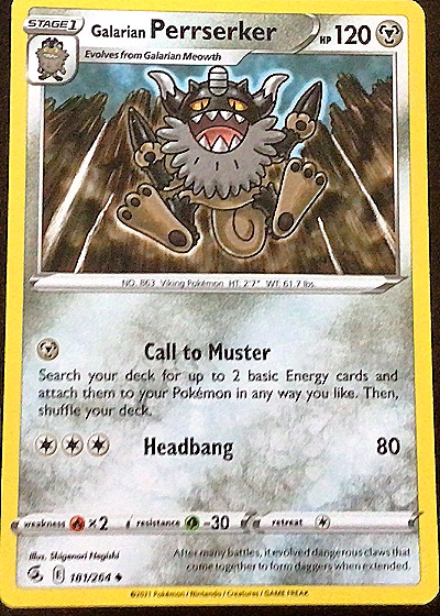 2021 Pokémon Sword & Shield Fusion Strike #181 Galarian Perrserker — front