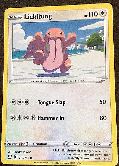 2021 Pokémon Sword & Shield Battle Styles #113 Lickitung — front