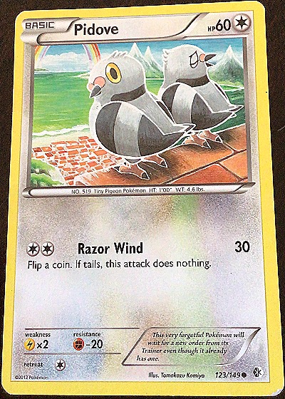 2012 Pokémon Boundaries Crossed #123 Pidove — front