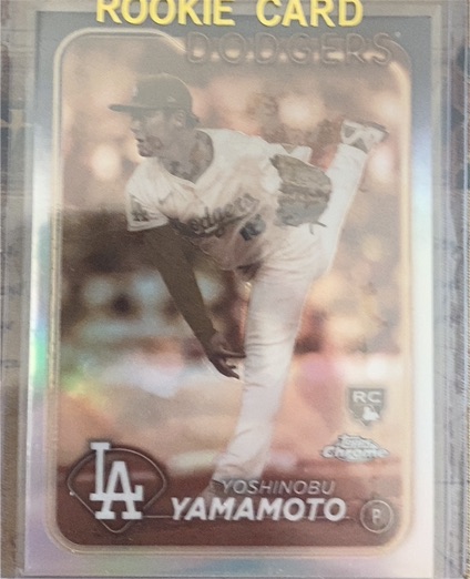 2024 Topps Chrome #18 Yoshinobu Yamamoto Sepia Refractor Rookie Card — front