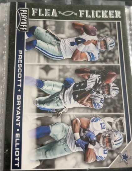 2017 Panini Playoff #1 Dak Prescott / Dez Bryant / Ezekiel Elliott — front