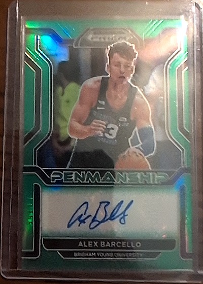 2022 Panini Prizm Draft Picks #CP-ABA Alex Barcello Penmanship Green — front