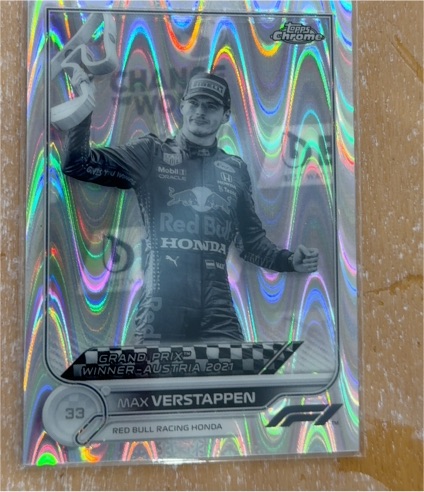 2022 Topps Chrome Formula 1 #159 Max Verstappen Black & White RayWave Grand Prix Winner Austria 2021 — front