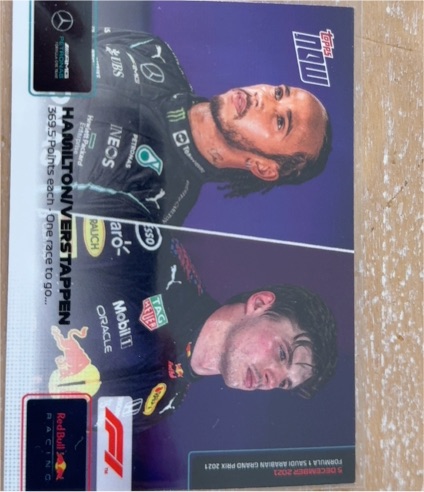 2021 Topps Now Formula 1 #78 Lewis Hamilton / Max Verstappen 369.5 Points — front