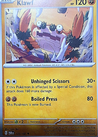 2023 Pokémon TCG Paradox Rift #105 Klawf — front