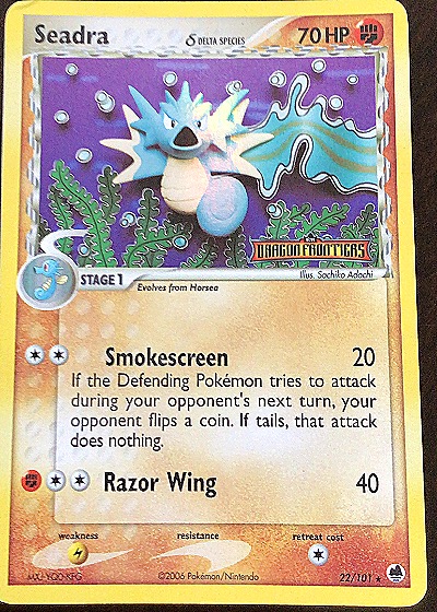 2006 Pokémon EX Dragon Frontiers #22 Seadra Delta Species — front