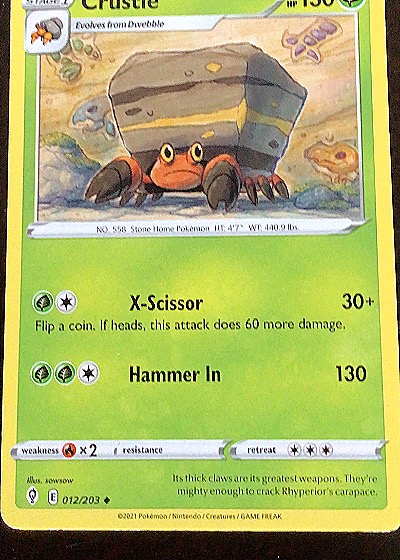 2021 Pokémon Evolving Skies #012 Crustle — front