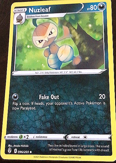 2021 Pokémon SWSH07: Evolving Skies #096 Nuzleaf — front