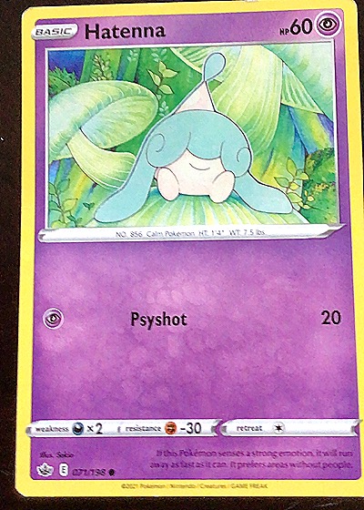 2021 Pokemon Chilling Reign #071 Hatenna — front