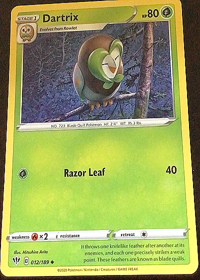 2020 Pokémon TCG Darkness Ablaze #012 Dartrix — front