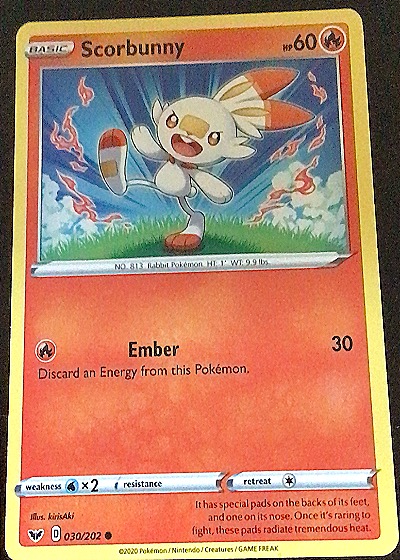 2020 Pokémon Sword & Shield #030 Scorbunny — front