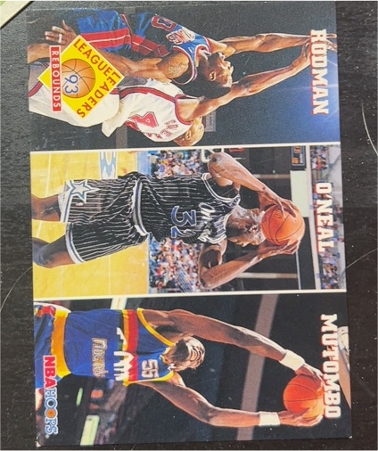 1993-94 Hoops #284 Dennis Rodman/Shaquille O'Neal/Dikembe Mutombo — front