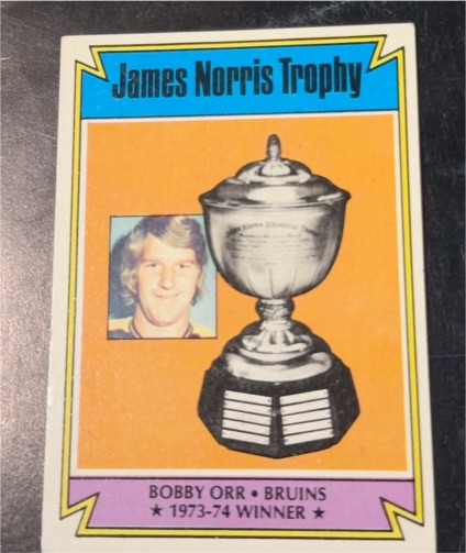 1974-75 Topps #248 Bobby Orr James Norris Trophy Winner Bruins — front