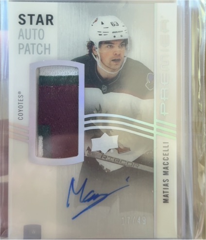 2023-24 Upper Deck Premier Star Auto Patch Matias Maccelli — front