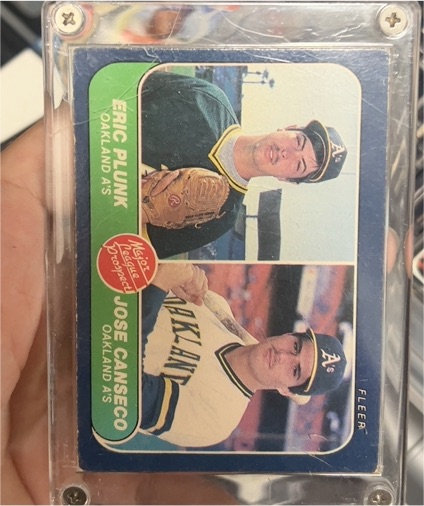 1986 Fleer #649 Jose Canseco / Eric Plunk — front