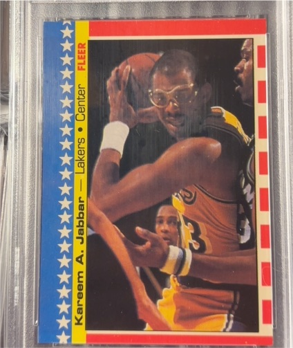1987-88 Fleer Stickers #8 Kareem Abdul-Jabbar — front