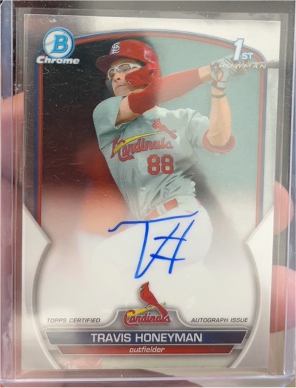 2023 Bowman Chrome 1st Bowman Chrome Prospect Auto Travis Honeyman — front