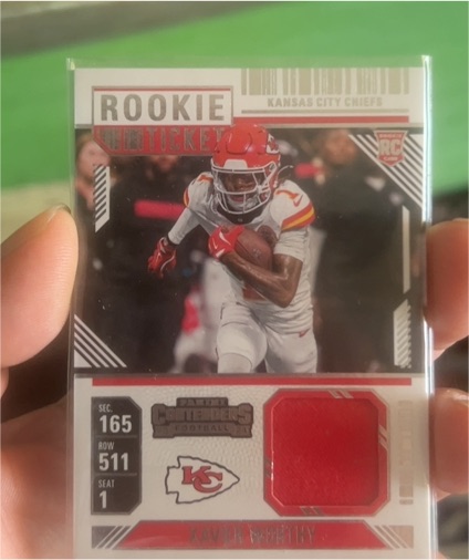 2024 Panini Contenders Rookie Ticket Patch #RTS-XWY Xavier Worthy — front