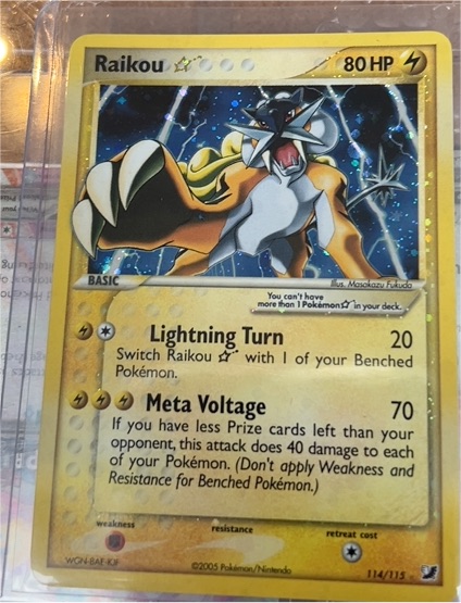 2005 Pokémon EX Unseen Forces #114 Raikou Gold Star — front