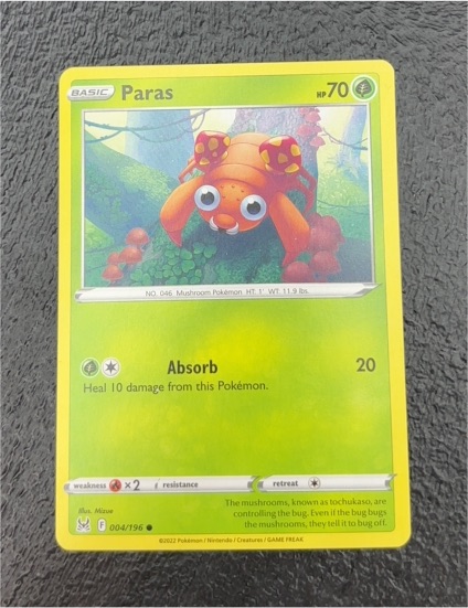 2022 Pokémon TCG Sword and Shield Lost Origin #004 Paras — front