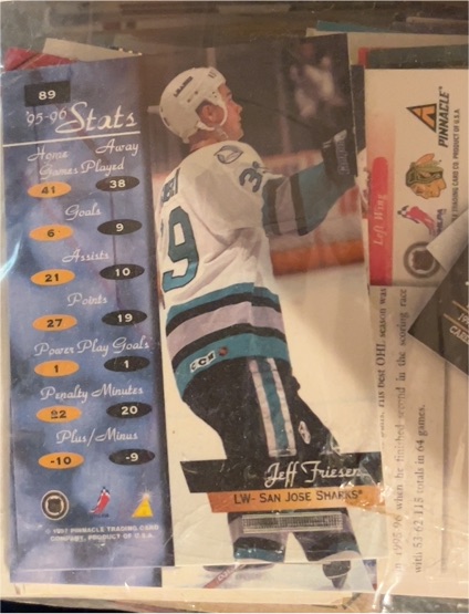 1995 Pinnacle #89 Jeff Friesen — front