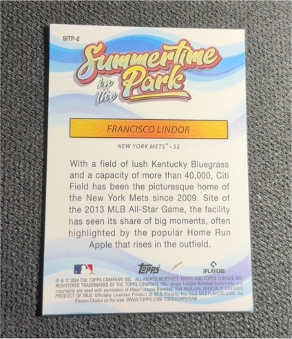 2024 Topps Chrome Summertime in the Park #SITP-2 Francisco Lindor — front