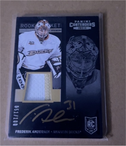 2013-14 Panini Contenders Rookie Ticket #RC Frederik Andersen — front