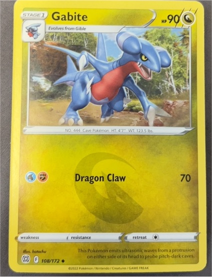 2022 Pokémon Sword & Shield Brilliant Stars #108 Gabite — front