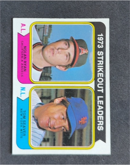 1974 Topps #207 1973 Strikeout Leaders Nolan Ryan / Tom Seaver — front