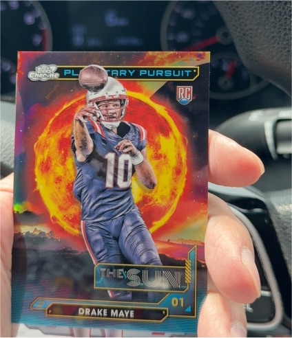 2024 Topps Chrome Cosmic Planetary Pursuit The Sun #PPSU-DM Drake Maye Rookie Card — front