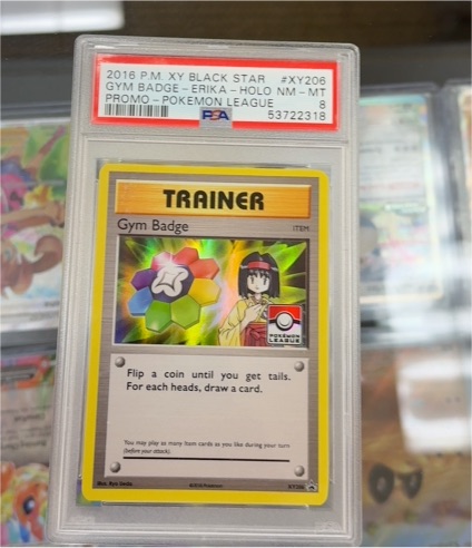 2016 P.M. XY Black Star #XY206 Gym Badge Erika Holo Promo Pokemon League — front