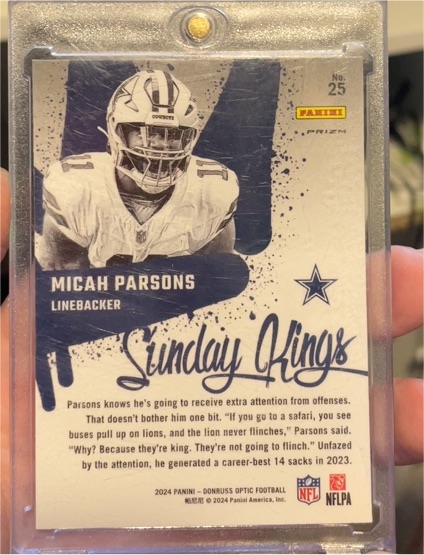 2024 Panini Donruss Optic Football #25 Micah Parsons Sunday Kings — front