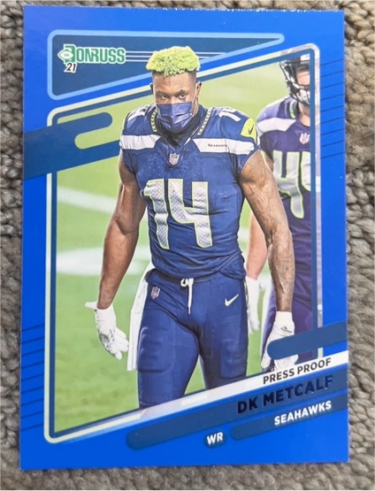 2021 Donruss #29 DK Metcalf Press Proof Blue — front