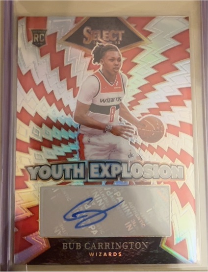 2024-25 Panini Select #YE-BUB Bub Carrington Youth Explosion Auto — front
