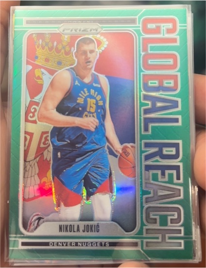 2024-25 Panini Prizm #2 Nikola Jokić Global Reach Green Prizm — front