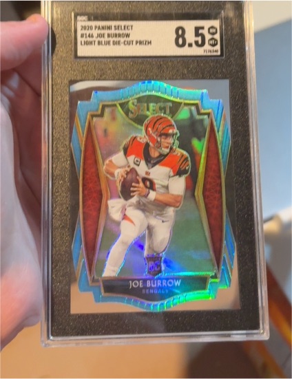 2020 Panini Select Premier Level Die Cut Blue Prizm #146 Joe Burrow — front