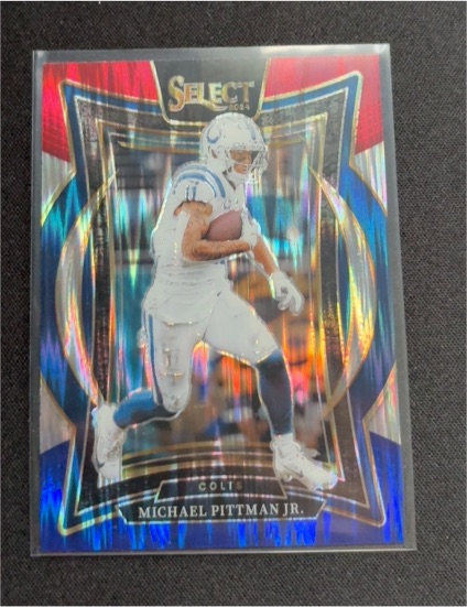 2024 Panini Select #83 Michael Pittman Jr. Red & Blue Prizm Shock — front
