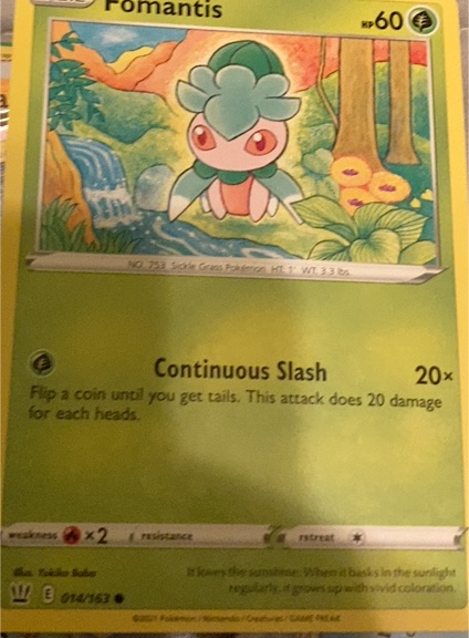 2021 Pokémon Sword & Shield Battle Styles #014 Fomantis — front