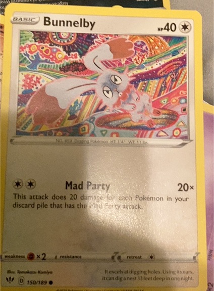 2020 Pokémon Sword & Shield Darkness Ablaze #150 Bunnelby — front
