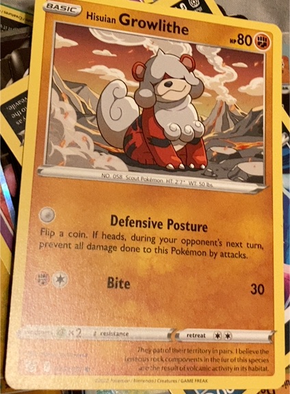 2022 Pokémon Astral Radiance #070 Hisuian Growlithe — front