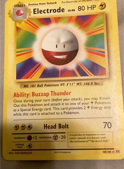 2016 Pokémon XY Evolutions #40 Electrode — front