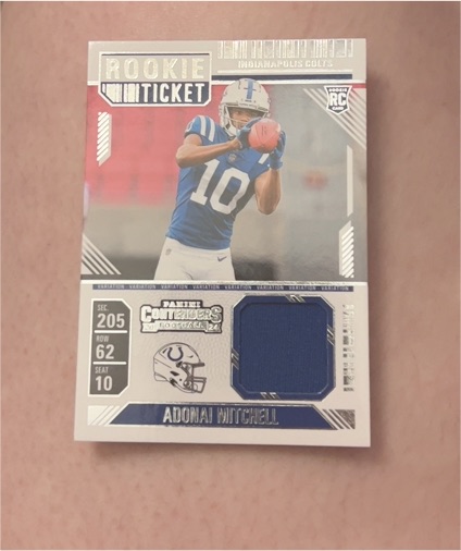 2024 Panini Contenders Rookie Ticket Patch #RTS-AML Adonai Mitchell — front