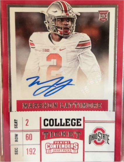 2017 Panini Contenders Draft Picks College Ticket #192 Marshon Lattimore — front