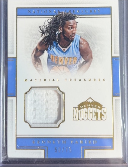 2015 Panini National Treasures #50 Kenneth Faried Material Treasures — front