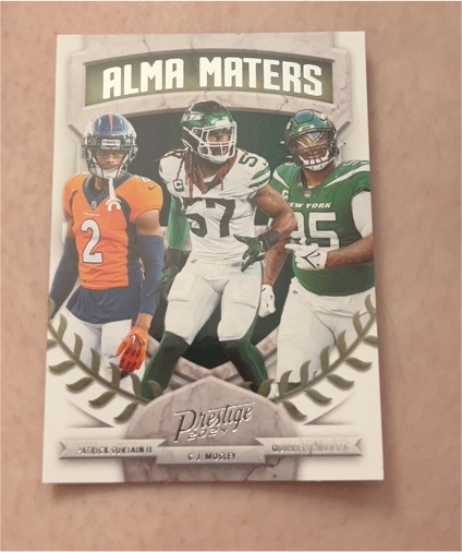 2024 Panini Prestige #19 Patrick Surtain II, C.J. Mosley, Quinnen Williams Alma Maters — front