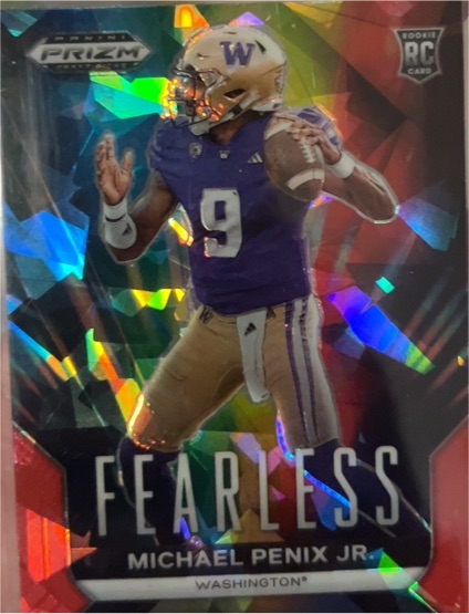 2024 Panini Prizm Draft Picks #F-MPJ Michael Penix Jr. Fearless Red Ice — front
