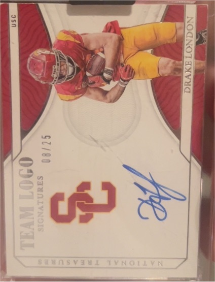 2022 Panini National Treasures Team Logo Signatures #TL-DL Drake London — front