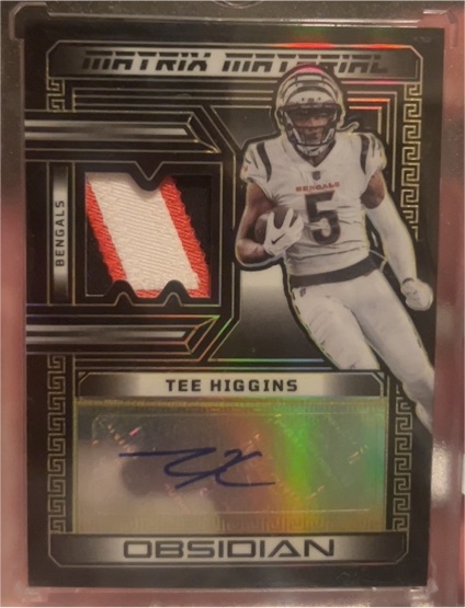 2023 Panini Obsidian Matrix Material Autographs #MMA-THI Tee Higgins — front