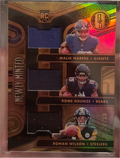 2024 Panini Gold Standard Newly Minted #NMMT-WR3 Malik Nabers / Rome Odunze / Roman Wilson — front