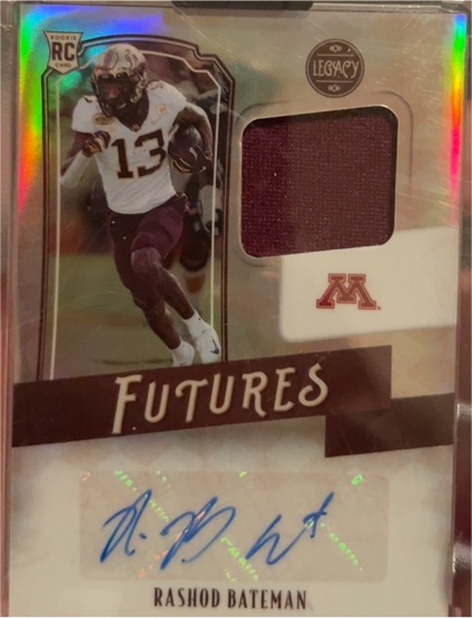 2021 Panini Legacy #151 Rashod Bateman Futures Rookie Patch Auto — front